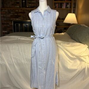 Tommy Bahama Ventana Plaid Shirt Dress Sky Blue XS